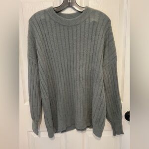 AERIE Women’s Gray Fuzzy Oversized Crewneck Sweater Size XS